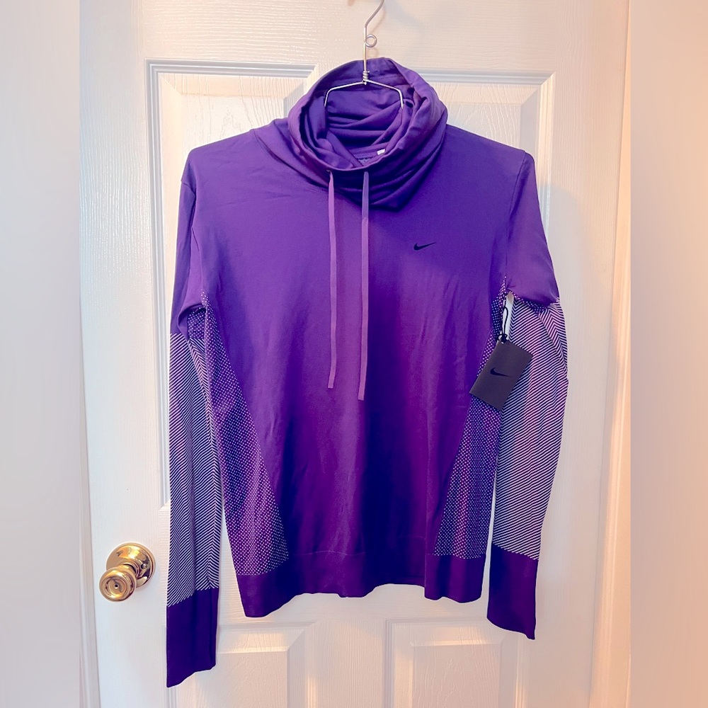 NWT Nike DriFit Cowl Neck Purple Long Sleeve Top Women’s Medium